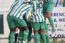 Rovers celebrate scoring against Aylesbury-Picture Andy Shaw