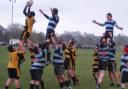 Luke Topping wins the line out for Droitwich.