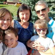 Kirsty and Sergiy Lyevashov, with children Tom and Maddie and Olga Lyevashov (centre), Sergiy's mother.