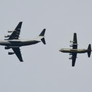 PLANE:  RAF Boeing C-17 Globemaster III plane in the skies
