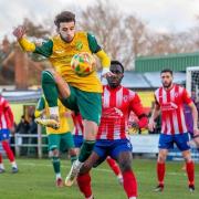 Action from Hitchin Town v Bromsgrove Sporting. Picture: Hitchin Town FC