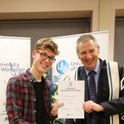 Christian Hudson was presented with his award by vice chancellor and chief executive of the University of Worcester, professor David Green.