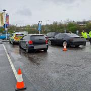 A number of vehicles were stopped at Frankley Services