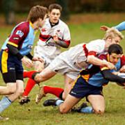GOING TO GROUND: Bromsgrove's defence survives another Malvern onslaught in Saturday's clash. Ref: NT05392