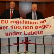 Conservative MEPs for Shropshire Malcolm Harbour and Philip Bradbourn (left to right) launch the latest Tory initiative to cut red tape.