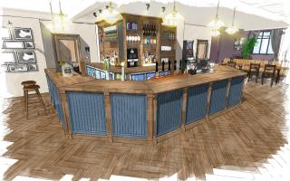 A drawing of the renovated bar