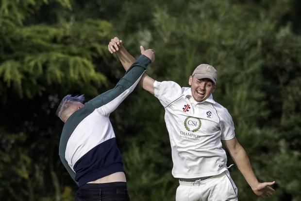 Brothers James (left) and Ben Febery celebrate after Colwall sealed a memorable victory. Picture: Andy Rollett