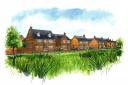 •	An artist’s impression of the new homes planned at the former Blue Bird factory in Hunnington