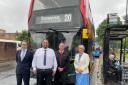 David Bradford, managing director for National Express West Midlands,  Cllr Mike Rouse, Andy Lunn, National Express West Midlands bus driver and Cllr Karen May.