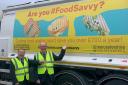 Councillors Brandon Clayton and Richard Morris with a FoodSavvy branded bin lorry