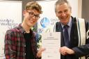 Christian Hudson was presented with his award by vice chancellor and chief executive of the University of Worcester, professor David Green.