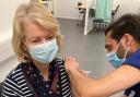 Leader of Bromsgrove District Council Karen May receiving her first Covid vaccination at The Artrix in Bromsgrove