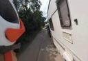 CARAVAN: West Mercia Police tweeted a video of a caravan getting to close to a cyclist. Picture: @WMerciaRoads