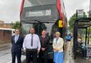 David Bradford, managing director for National Express West Midlands,  Cllr Mike Rouse, Andy Lunn, National Express West Midlands bus driver and Cllr Karen May.