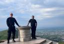 Police Constable Chris Fowler (left) and Police Sergeant Rob Seewoosaha will return to the Malvern Hills for their charity walk