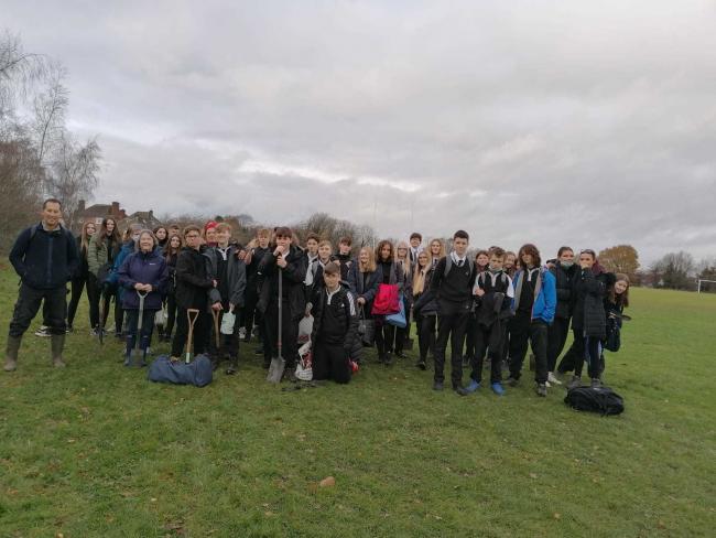 Bromsgrove Climate Action group members, and North Bromsgrove High staff and students.