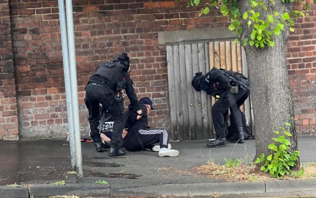 Bromsgrove Advertiser: Armed police apprehend a man thought to be in possession of a gun