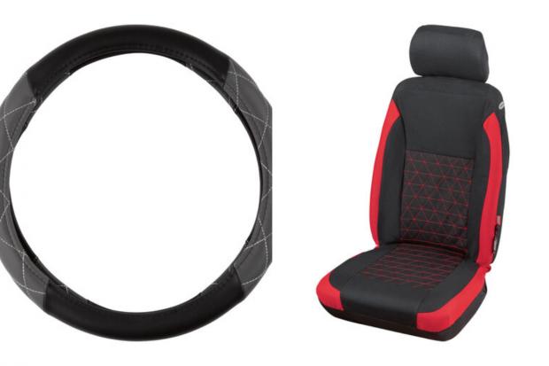 Bromsgrove Advertiser: Steering Wheel Cover and Car Seat Cover (Lidl/Canva)
