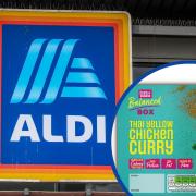 Photo via Aldi, inset, and PA shows Aldi's new balanced box of Thai Yellow Chicken Curry.
