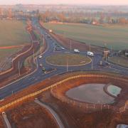 Aerial view of the new roundabout near Upton