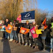 Teachers formed a picket line outside South Bromsgrove High.