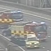 Car ends up on its roof in crash leaving M5 traffic at a standstill