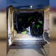 POLICE: Two arrested after a stolen motorbike was found in a van.