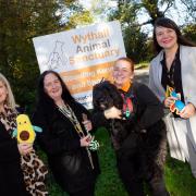 From left to right: Becky Husband, Carol Godwin, Mylo the dog, Sadie Rennie-Jeffries and Sharon Lerry