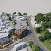 Aerial view of plans for the former Market Hall site
