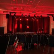 The cabaret set up at the Greig Hall