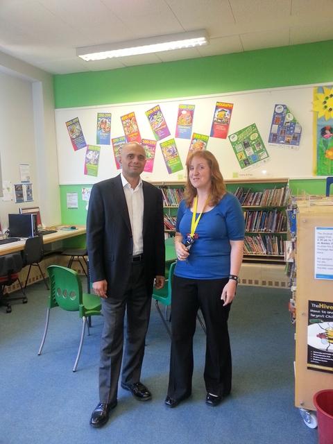 Library tour: Bromsgrove MP Sajid Javid was given a tour of Bromsgrove Library by Abigail Williams, the library’s manager.
